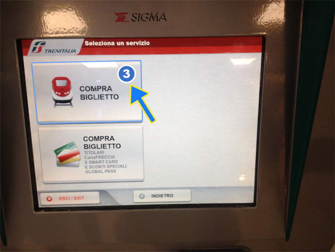 Неаполь как купить билет на поезд в автомате шаг 2