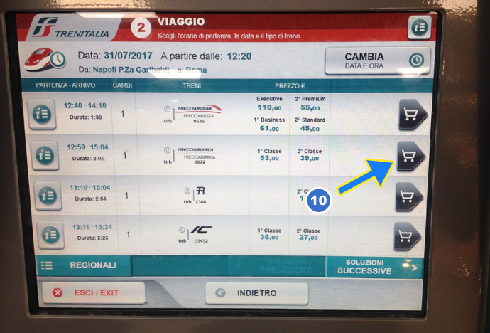 Неаполь как купить билет на поезд в автомате шаг 6