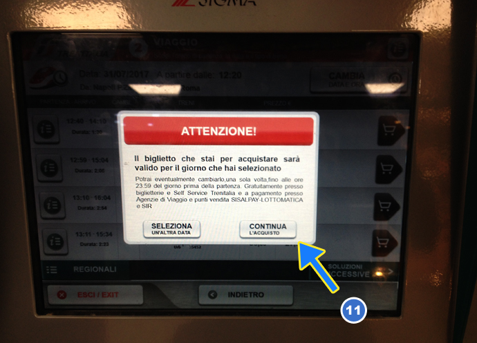 Неаполь как купить билет на поезд в автомате шаг 7