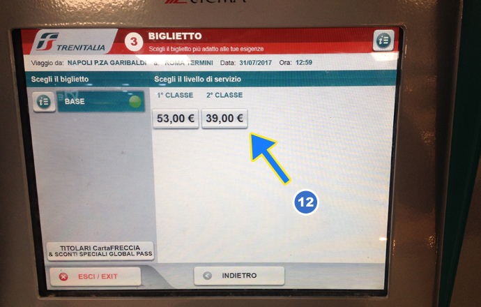 Неаполь как купить билет на поезд в автомате шаг 8