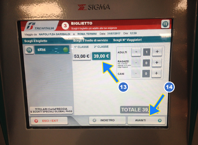 Неаполь как купить билет на поезд в автомате шаг 9