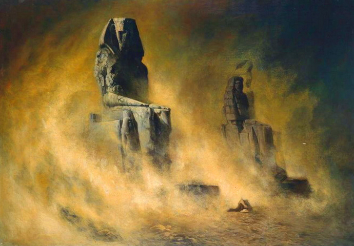 Колоссы Мемнона во время песчаной бури. 1896 г. Холст, масло. 100х152 см.