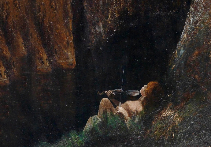 Мальчик, играющий на скрипке. Фрагмент. 1913 г. Дерево